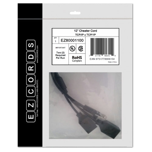 EZCords EZ80001100 TCP/IP x TCP/IP Cheater Cord