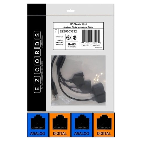 EZCords EZ80003232 2-Port Analog and 2-Port Digital Cheater Cord