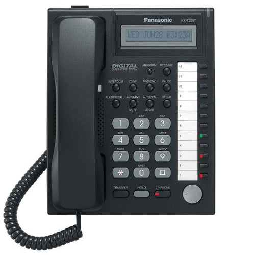 Panasonic KX-T7667 12-Button Backlit Display Proprietary Speakerphone (Black/Refurbished)